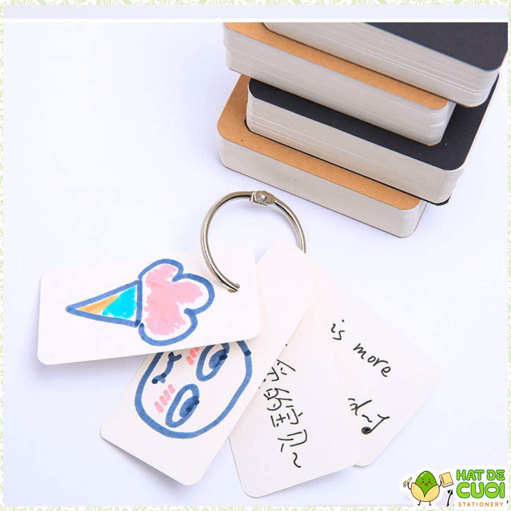 Tập 50 tờ Flashcard thẻ nhớ bìa trơn nâu/ đen NO54 Tập thẻ ghi chú, học từ mới trơn basic | BigBuy360 - bigbuy360.vn