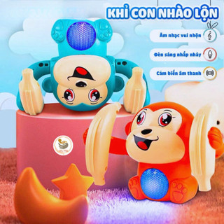 ```Đồ Chơi Khỉ Nhào Lộn 360 Độ Có Nhạc và Đèn Lights POPITOYS Giúp Trẻ Phát Triển Trí Não, Vui Nhộn Thú Vị```