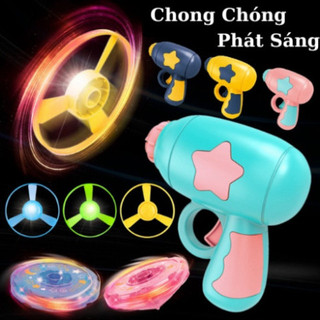 ```Bộ Đồ Chơi Súng Bắn Chong Chóng Phát Sáng & Con Quay POPITOYS - Giúp Bé Khám Phá Thế Giới Vui Nhộn```