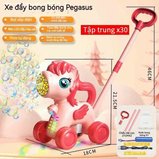 Máy Thổi Bong Bóng Hươu Hoạt Hình 2 Trong 1 Xe Đẩy Kèm Nhạc & Đèn, Đồ Chơi An Toàn & Vui Chơi Ngoài Trời Cho Trẻ Em