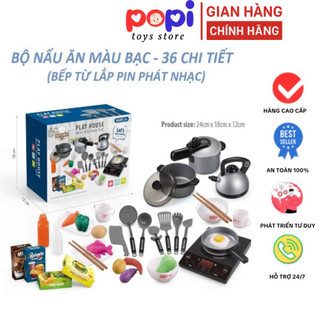 Bộ Đồ Chơi Nấu Ăn Dành Cho Trẻ Em 36 Chi Tiết Màu Bạc – Giúp Bé Phát Triển Kỹ Năng Nấu Nướng & Tư Duy Nhập Vai