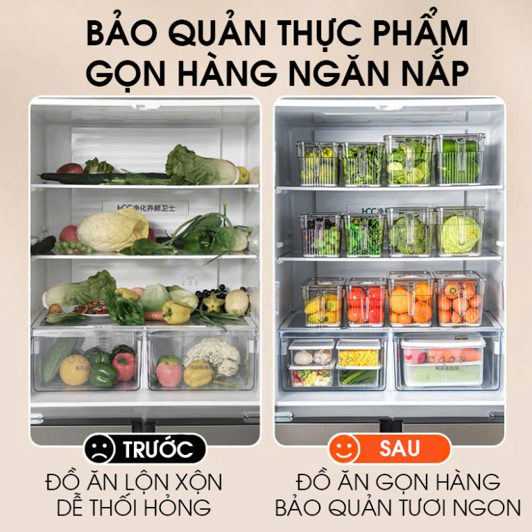 Hộp nhựa đựng thực phẩm có quai, hộp bảo quản thực phẩm tủ lạnh tươi ngon nhựa cao cấp, sang trong