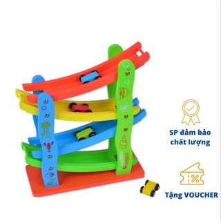 Bộ Cầu Trượt Mini 4 Tầng Kèm 4 Xe Đua – Đồ Chơi Vận Động An Toàn cho Bé Từ 1 Tuổi – Gỗ Cao Cấp Chất Lượng cao