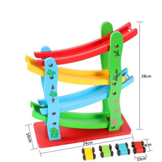 Bộ Cầu Trượt Mini 4 Tầng Kèm 4 Xe Đua – Đồ Chơi Vận Động An Toàn cho Bé Từ 1 Tuổi – Gỗ Cao Cấp Chất Lượng cao
