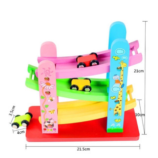 Bộ Cầu Trượt Mini 4 Tầng Kèm 4 Xe Đua – Đồ Chơi Vận Động An Toàn cho Bé Từ 1 Tuổi – Gỗ Cao Cấp Chất Lượng cao