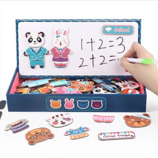 Bộ Đồ Chơi Lắp Ráp Ghép Hình Thay Trang Phục Gia Đình Gấu Nam Châm cho Bé Sáng Tạo - POPITOYS