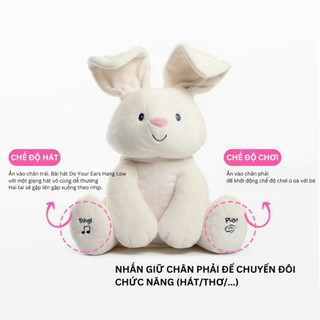 Thú Bông Ú Òa - Thỏ Trắng Có Nhạc Mềm Mại, Đồ Chơi Dễ Thương Cho Bé Yêu - Thương Hiệu POPITOYS.
