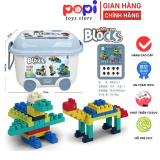 Đồ Chơi Xếp Hình 50 Chi Tiết Thông Minh An Toàn, Chất Liệu Nhựa Dẻo Có Hộp Đựng Tiện Lợi Cho Trẻ - POPITOYS