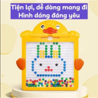Bảng Vẽ Từ Tính Nam Châm Cho Trẻ Em - Bộ Đồ Chơi Gồm Nút Hạt Tròn, Bút Và Mẫu Hình Vịt, Gấu - POPITOYS