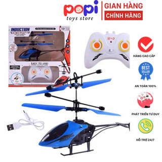 Máy Bay Điều Khiển Từ Xa Cảm Ứng, Trực Thăng Đồ Chơi 4 Chiều Có Đèn LED Và Điều Khiển Tay - POPITOYS