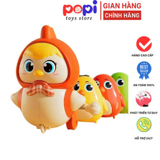 Đồ Chơi Vặn Cót Gà Con Kết Nối Chạy Theo Hàng Vui Nhộn, Khuyến Khích Bé Bò, Không Cần Pin - POPITOYS
