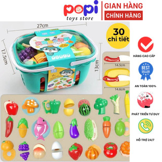 Đồ Chơi Cắt Hoa Quả và Rau Củ Bằng Nhựa ABS An Toàn Dành Cho Trẻ - Bộ Giỏ Cắt Trái Cây POPITOYS