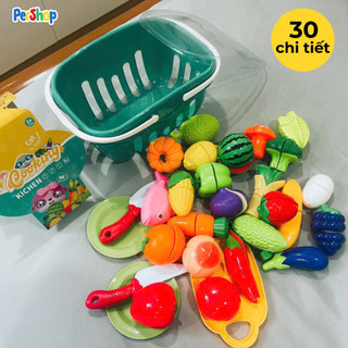 Đồ Chơi Cắt Hoa Quả và Rau Củ Bằng Nhựa ABS An Toàn Dành Cho Trẻ - Bộ Giỏ Cắt Trái Cây POPITOYS