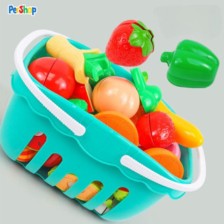 Đồ Chơi Cắt Hoa Quả và Rau Củ Bằng Nhựa ABS An Toàn Dành Cho Trẻ - Bộ Giỏ Cắt Trái Cây POPITOYS