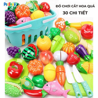 Đồ Chơi Cắt Hoa Quả và Rau Củ Bằng Nhựa ABS An Toàn Dành Cho Trẻ - Bộ Giỏ Cắt Trái Cây POPITOYS