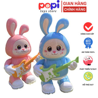 ```Đồ Chơi Thỏ Nhảy Múa Đánh Đàn Guitar Sáng Đèn, Nhạc Vui Tươi - Quà Tặng An Toàn Cho Trẻ Em - POPITOYS```