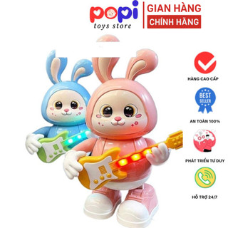 Sản phẩm Thỏ Đánh Đàn Guitar Đèn LED, Phát Nhạc Vui Nhộn Cho Trẻ Em - Thỏ Nhún Nhảy Giải Trí - POPITOYS