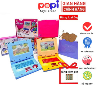 Máy Tính Đồ Chơi Mini Có Nhạc Cho Bé, Kèm Chuột Và Đèn LED - Giải pháp An Toàn Thay Thế Điện Thoại - POPITOYS
