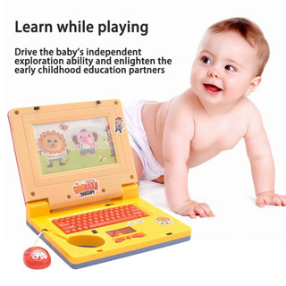 Máy Tính Đồ Chơi Mini Có Nhạc Cho Bé, Kèm Chuột Và Đèn LED - Giải pháp An Toàn Thay Thế Điện Thoại - POPITOYS