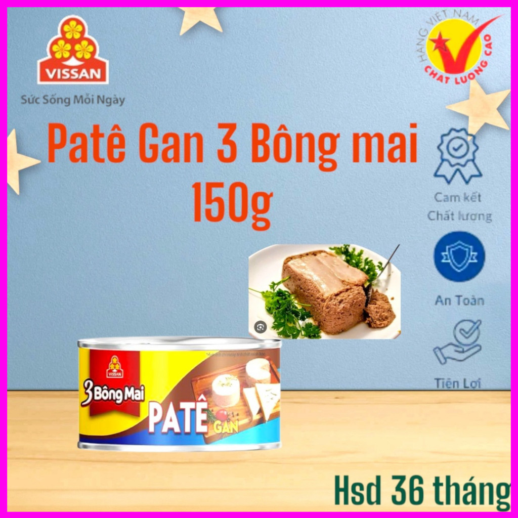 [Combo 5 Hộp] Patê Gan 3 Bông Mai Vissan – Date 2028, HSD 36 Tháng, Ăn Liền Tiện Lợi