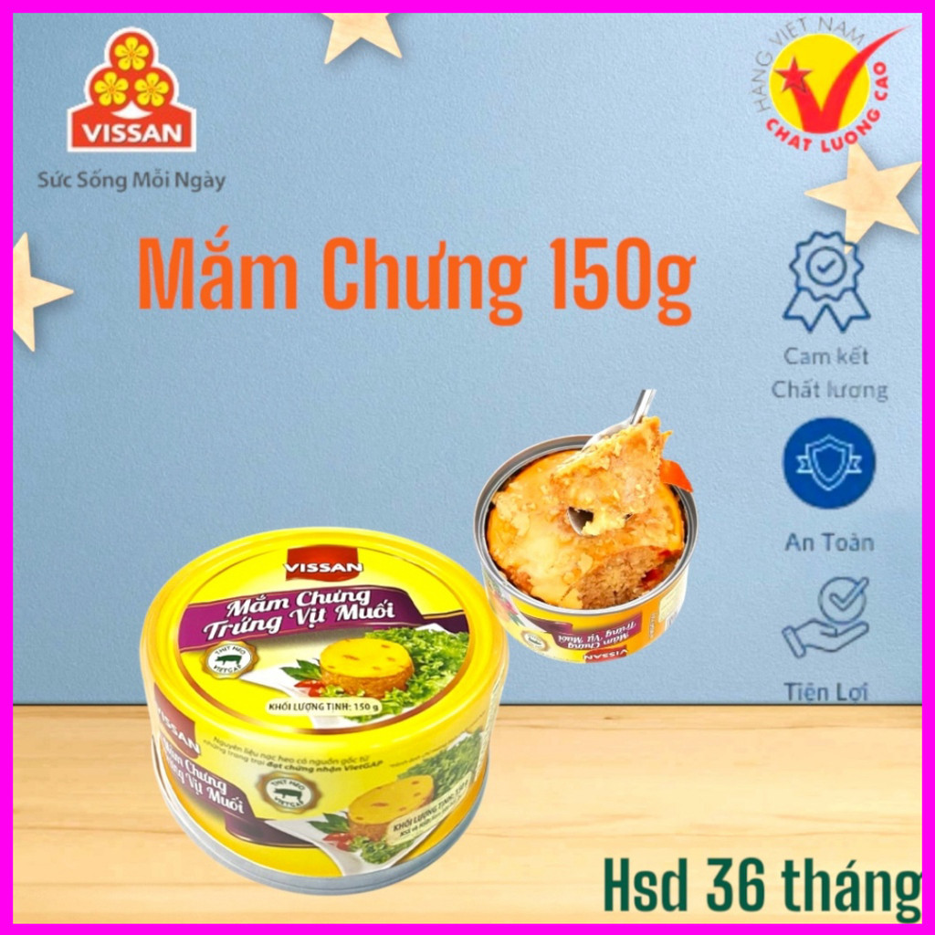 [Combo 10 Hộp] Mắm Chưng Trứng Vịt Muối Vissan 150g – Chính Hãng Date 2028, HSD 36 Tháng, Ăn Liền