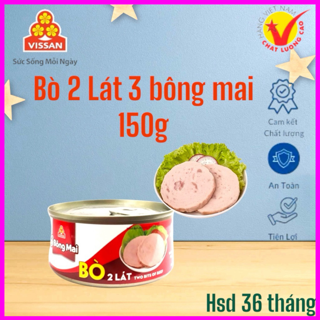 [ COMBO 10 HỘP ] Bò 2 Lát 3 Bông Mai Vissan – Chính Hãng Date 2029, HSD 36 Tháng, Ăn Liền Tiện Lợi