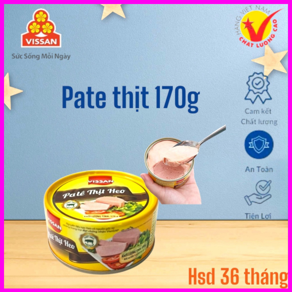 [Combo 5 Hộp] Patê Thịt Heo Vissan Lonin 170g – Chính Hãng Date 2029 Ăn Liền Tiện Lợi