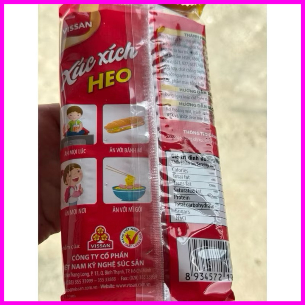 [Combo 5 gói] Xúc Xích Vissan Heo Ăn Liền Cây Lớn 70g – Gói 4 Cây (280g) Tiện Lợi
