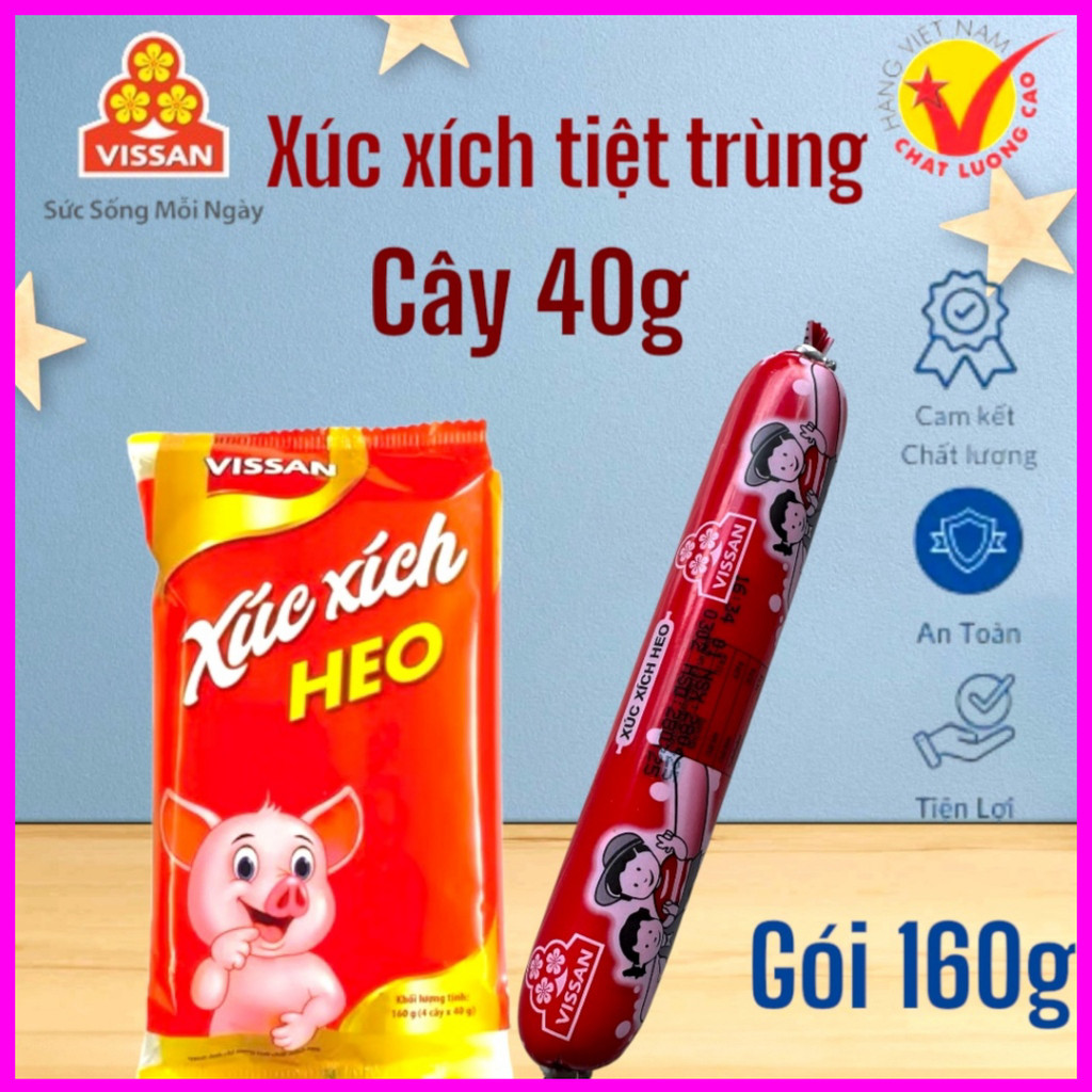 [ COMBO 5 GÓI ] Xúc Xích Tiệt Trùng Heo Vissan 160g (4 Cây x 40g) – Date Mới Nhất