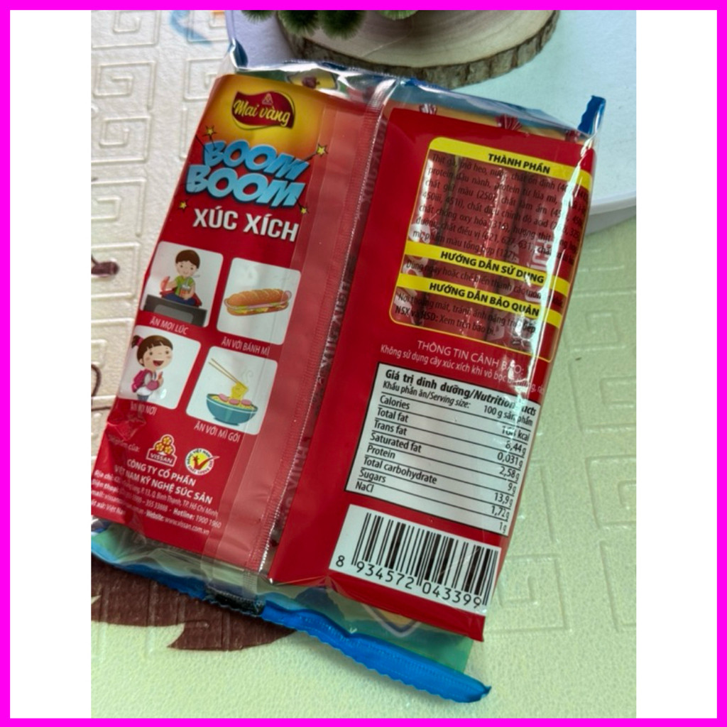 Vissan Xúc Xích Tiệt Trùng Boom Boom 6 Cây x 35g Date Mới