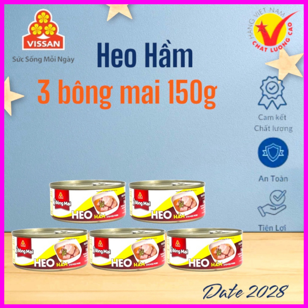 [ COMBO 5 HỘP ] Heo Hầm 3 Bông Mai Vissan – Date Mới , HSD 36 Tháng, Ăn Liền Tiện Lợi