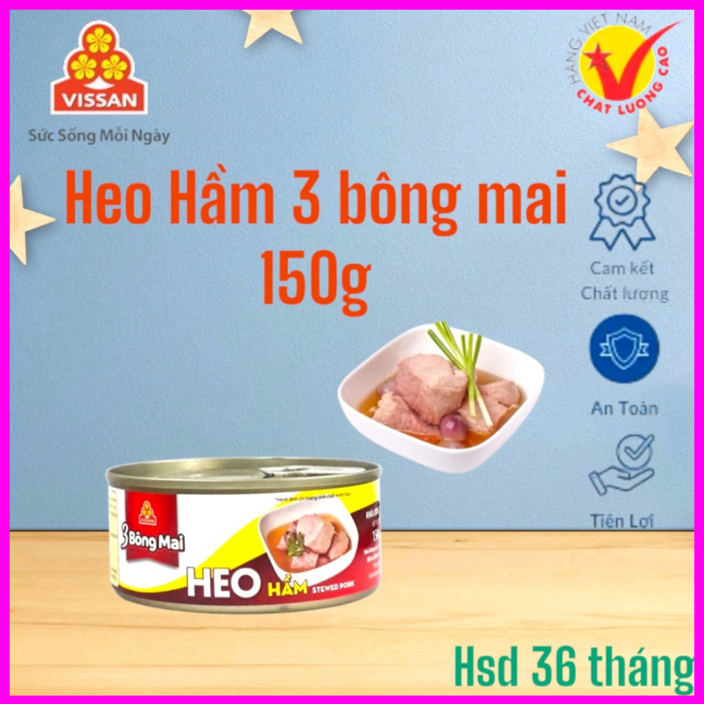 [ COMBO 5 HỘP ] Heo Hầm 3 Bông Mai Vissan – Date Mới , HSD 36 Tháng, Ăn Liền Tiện Lợi