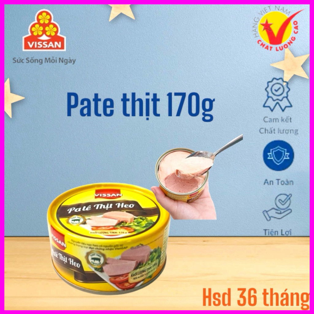 [Combo 10 Hộp] Patê Thịt Vissan – Date 2028, HSD 36 Tháng, Ăn Liền Tiện Lợi