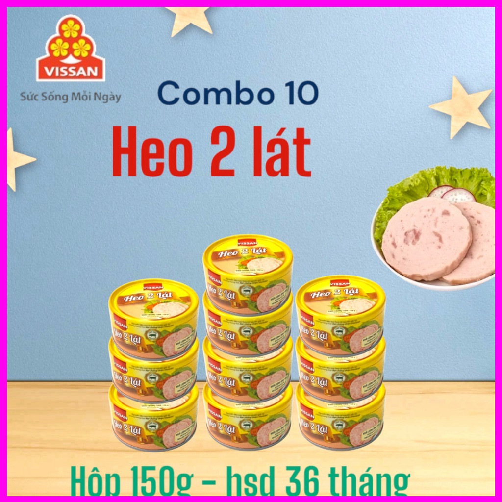 [Combo 10 Hộp] Heo 2 Lát Vissan Lonin 150g  – Chính Hãng Date 2029 Ăn Liền Tiện Lợi