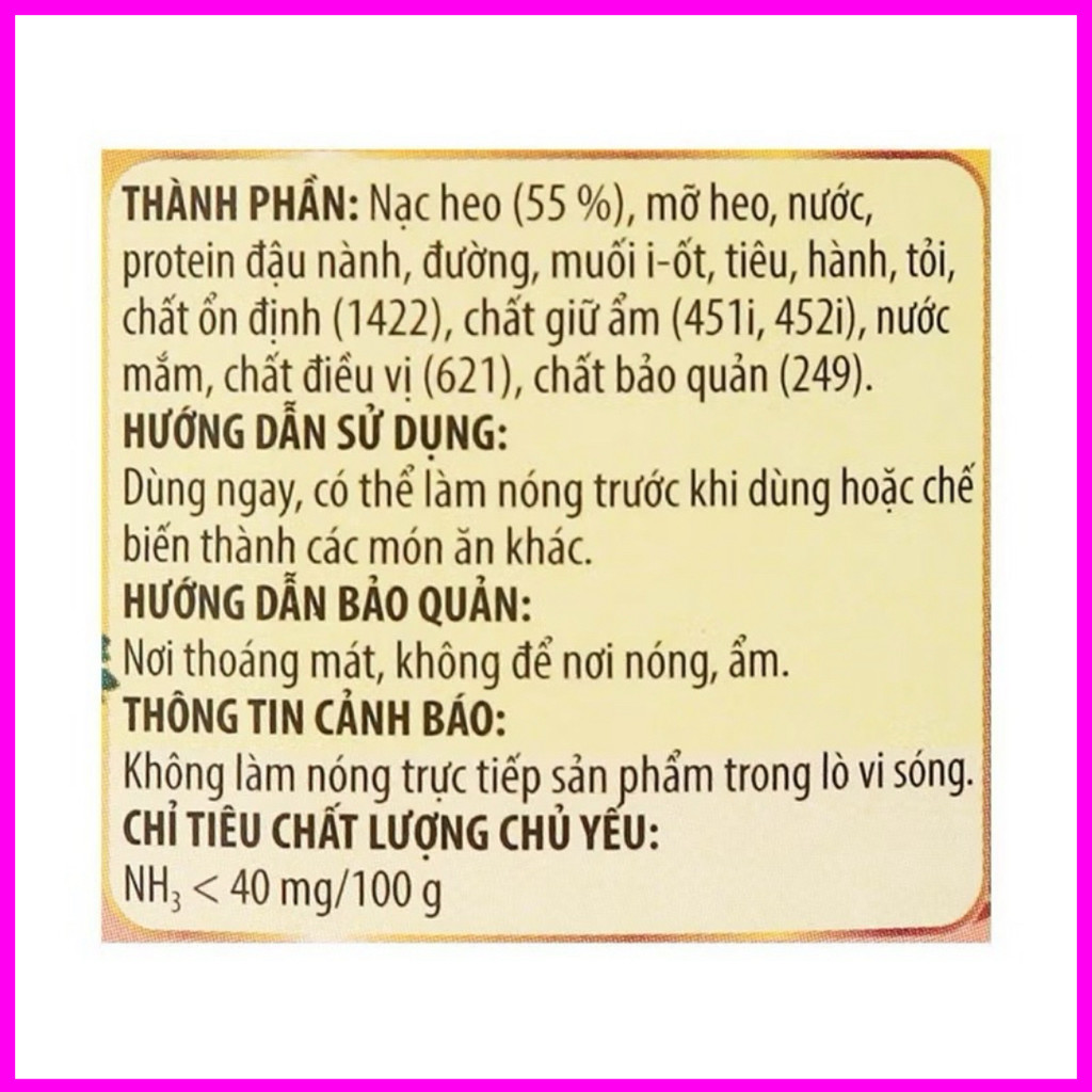[Combo 10 Hộp] Heo 2 Lát Vissan Lonin 150g  – Chính Hãng Date 2029 Ăn Liền Tiện Lợi