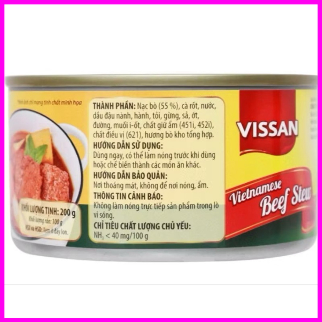 [ Combo 4 Hộp ] Bò Kho Vissan 200g – Chính Hãng Date 2029, HSD 36 Tháng, Ăn Liền Tiện Lợi
