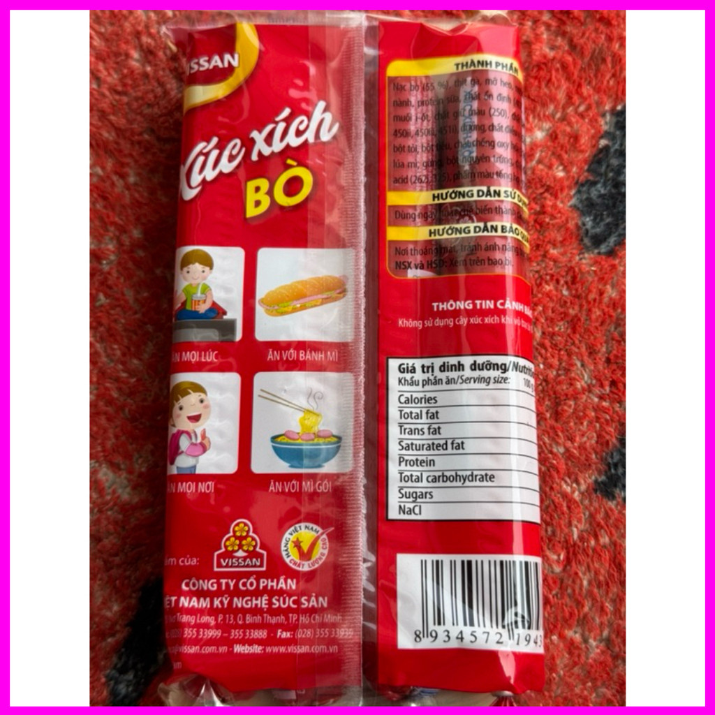 [Combo 3 gói] Xúc Xích Tiệt Trùng Vissan – 4 Cây 70g, 280g gói  – Ăn Liền Ngon