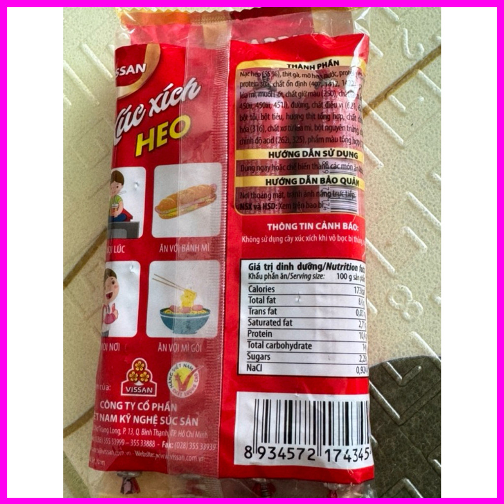 [Combo 5 gói] Xúc Xích Vissan Bò Dinh Dưỡng 175g – 5 Cây – Tiện Lợi – Hàng Chính Hãng