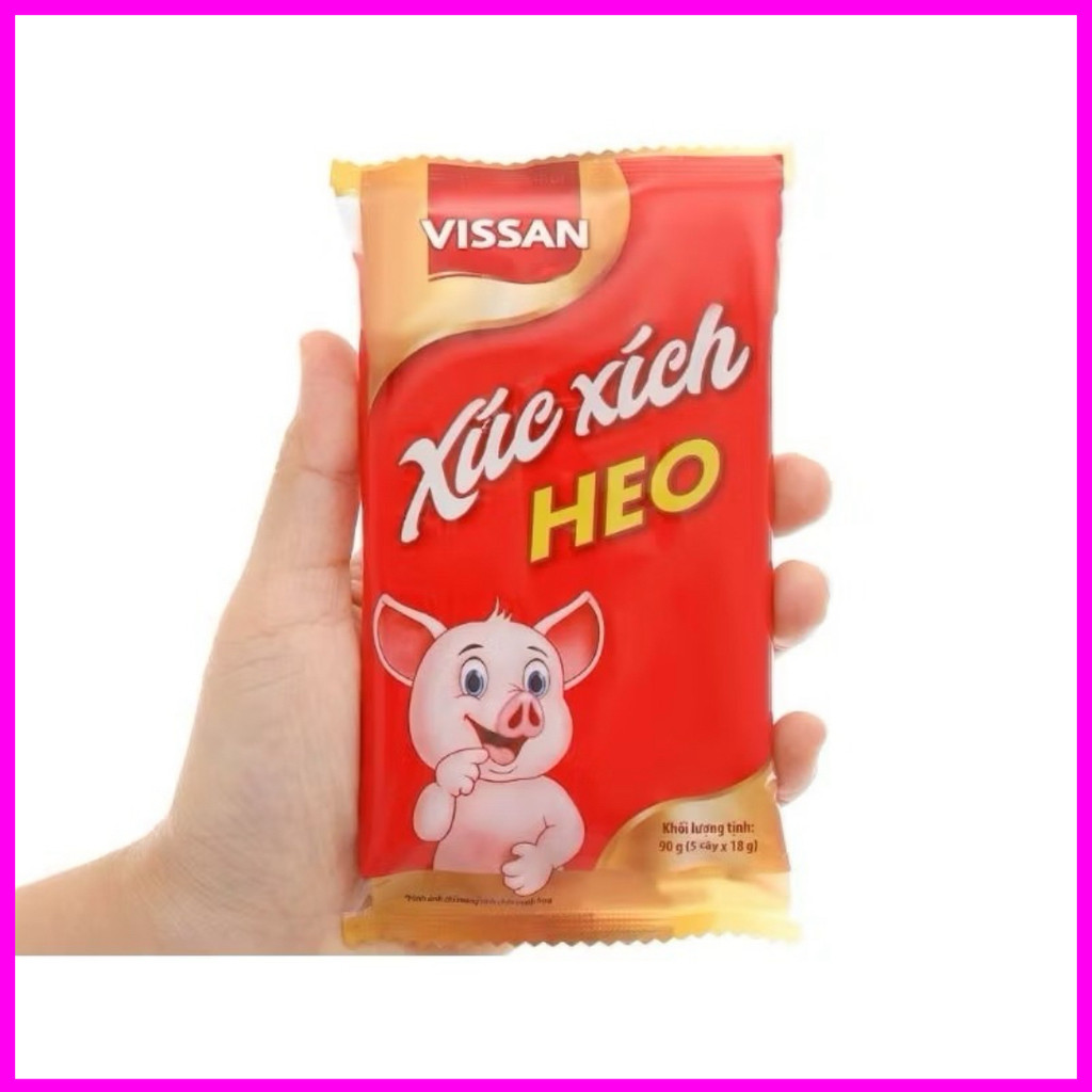[Combo 10 gói] Xúc Xích Vissan Heo Gói 90g – 5 Cây x 18g – Ăn Liền Ngon – Hàng Chính Hãng