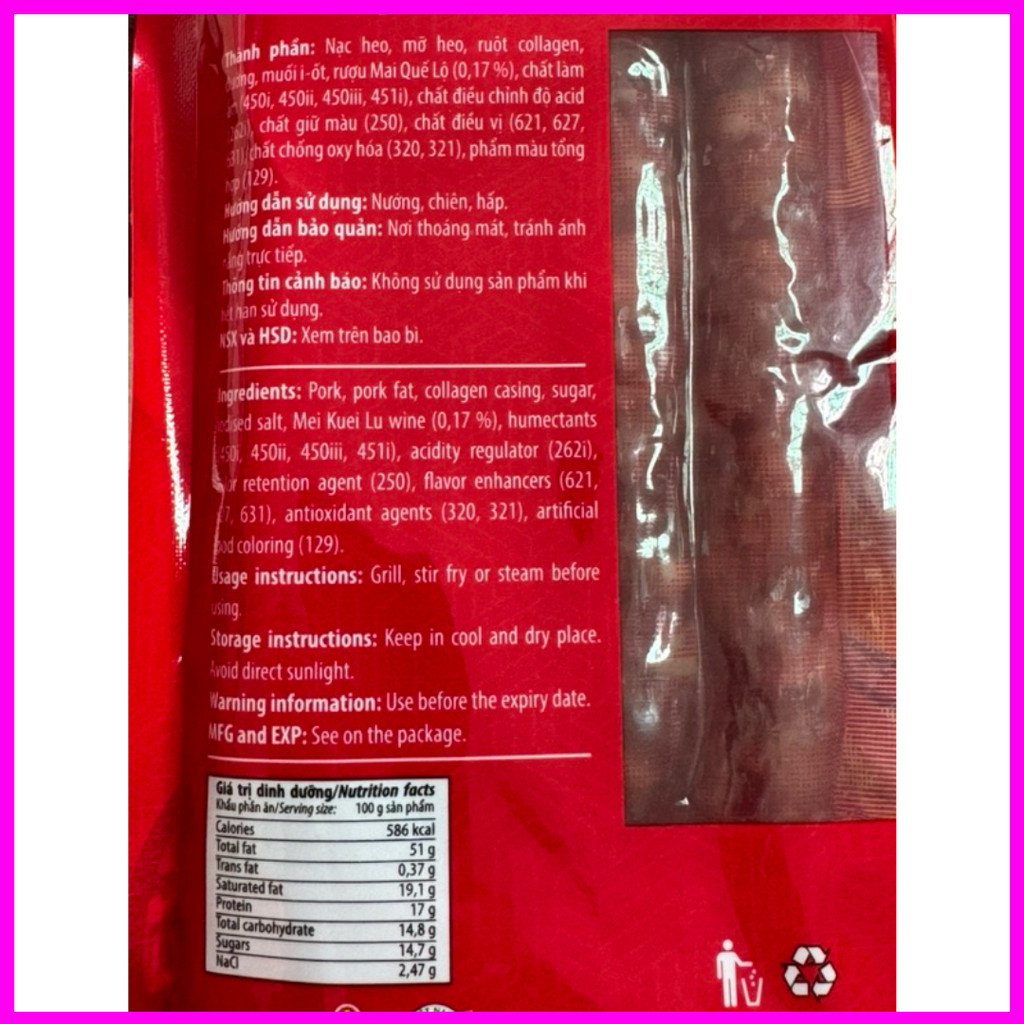 [Combo 3 Gói] Lạp Xưởng Mai Quế Lộ Vissan 200g – Date Mới – HSD 7 Tháng – Lạp Xưởng Ngon