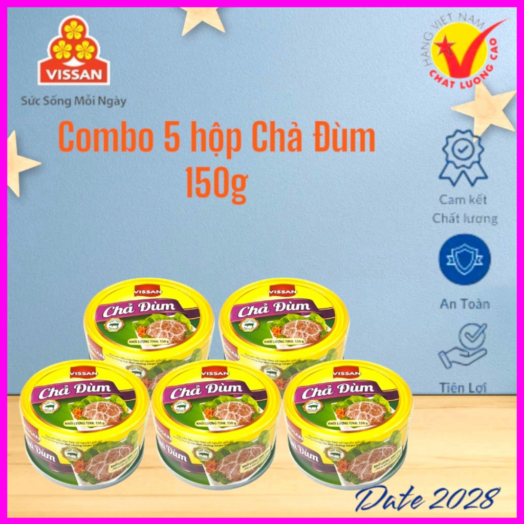 [Combo 5 Hộp] Chả Đùm Vissan – Date 2028, HSD 36 Tháng, Ăn Liền Tiện Lợi
