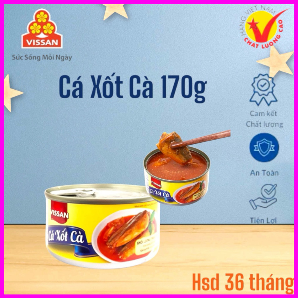 [Combo 10 Hộp] Cá Xốt Cà Vissan – Date 2028, HSD 36 Tháng, Ăn Liền Tiện Lợi