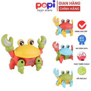 Đồ Chơi Cua Chạy Pin Có Nhạc và Đèn Sáng, Bò Ngang Vui Nhộn Cho Trẻ Em - Thương Hiệu POPITOYS