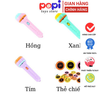 ```Đèn Pin Chiếu Hình Động Vật Cho Trẻ Em - 80 Hình Ảnh Chất Lượng Giúp Phát Triển Não Bộ - POPITOYS```