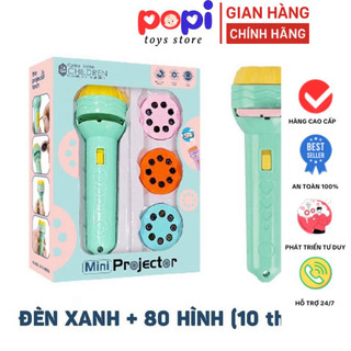 Đèn Pin Chiếu Hình Độc Đáo - 80 Hình Khác Nhau (10 Thẻ) Cho Bé Kèm Hộp - Đèn Chiếu Chủ Đề POPITOYS