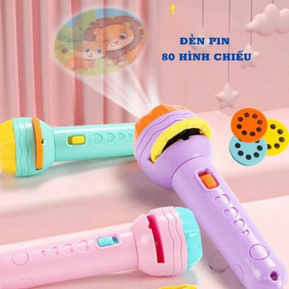 Đèn Pin Chiếu Hình Độc Đáo - 80 Hình Khác Nhau (10 Thẻ) Cho Bé Kèm Hộp - Đèn Chiếu Chủ Đề POPITOYS