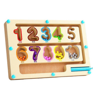 ```Bảng Gỗ Montessori Dạy Số Đếm Và Màu Sắc Kèm Trò Chơi Mê Cung Nam Châm Hình Khủng Long Dành Cho Trẻ Em - POPITOYS```