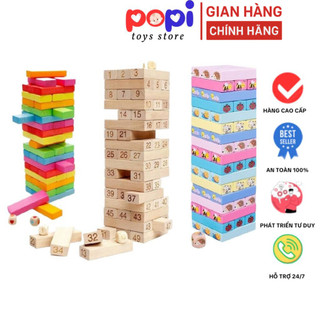 Giáo cụ Đồ Chơi Rút Gỗ 54 Thanh Màu – Gỗ Tự Nhiên Mịn, Kèm Xúc Xắc, Phát Triển Trí Tuệ Cho Mọi Lứa Tuổi - POPITOYS