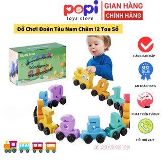 ```Bộ Đồ Chơi Đoàn Tàu Nam Châm 12 Toa – Đồ Chơi Gỗ Học Đếm Và Màu Sắc Cho Trẻ Em - POPITOYS```