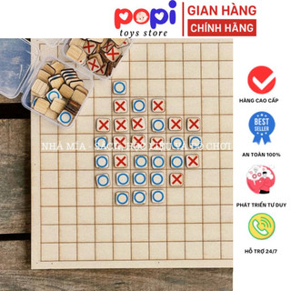 [Bộ Cờ Caro Gỗ] Cờ Xo In Màu Cho Trẻ Phát Triển Tư Duy & Kỹ Năng Ghi Nhớ - Dành Cho Bé - POPITOYS